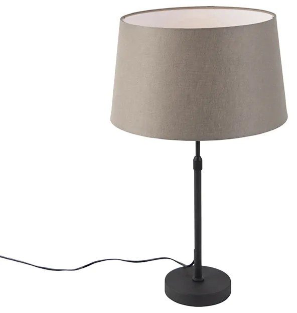Candeeiro de mesa preto com abajur de linho bege 35 cm ajustável - Parte Country / Rústico