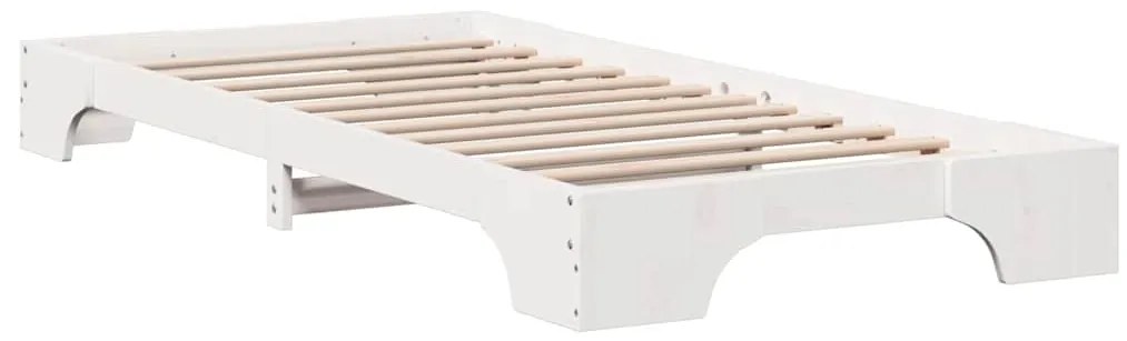Estrutura de Cama Branca 80x200 cm em Madeira de Pinho Sólido