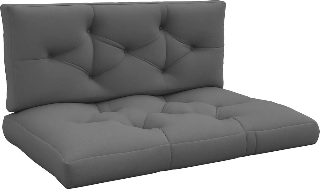 Outsunny Conjunto de 2 almofadas para sofá de paletes 2 lugares dim. 120L x 80l x 12H cm Poliéster cinza | Aosom Portugal