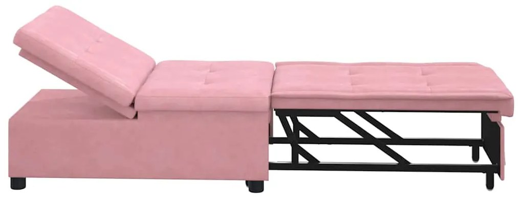 Sofá-cama 3 em 1 Design Retrátil Veludo Rosa
