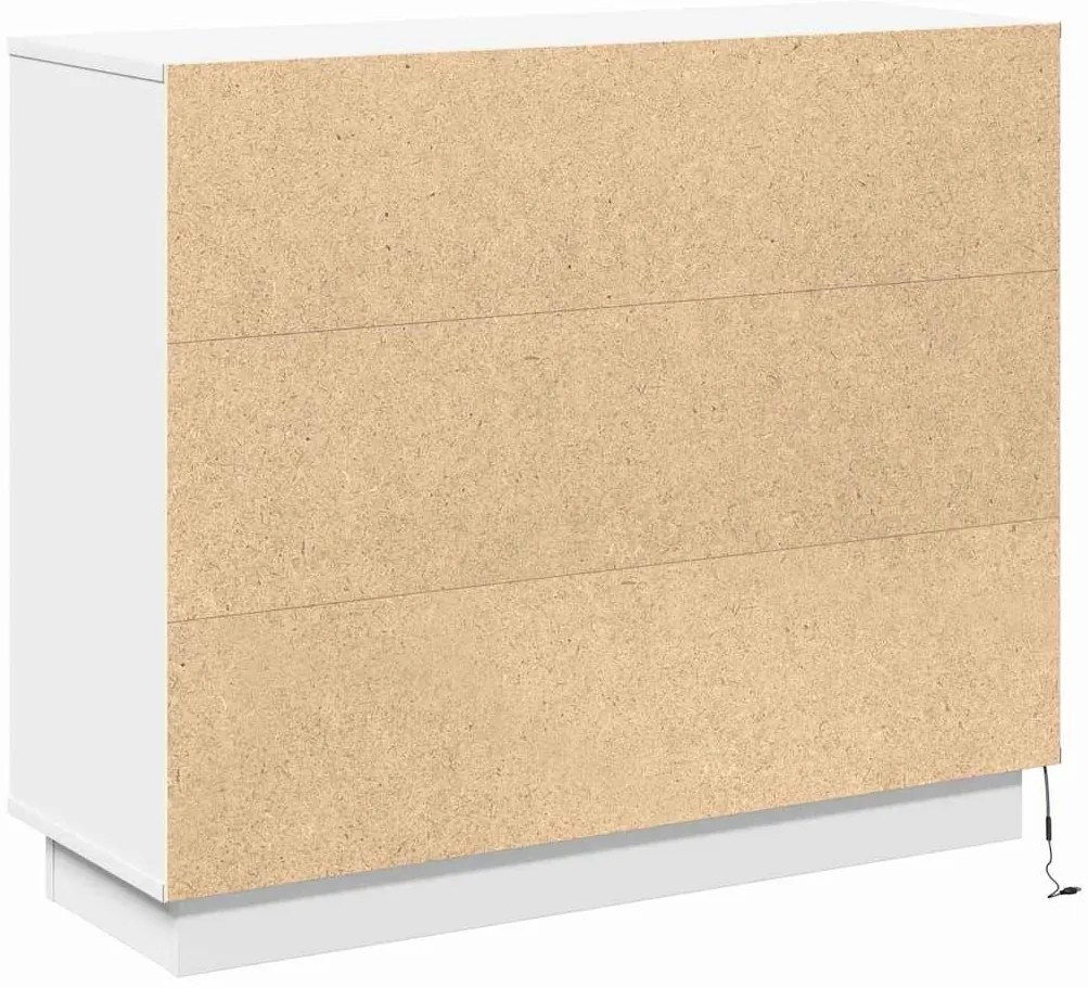 Sideboard com LED Branco 90x32x75 cm em Madeira Compensada