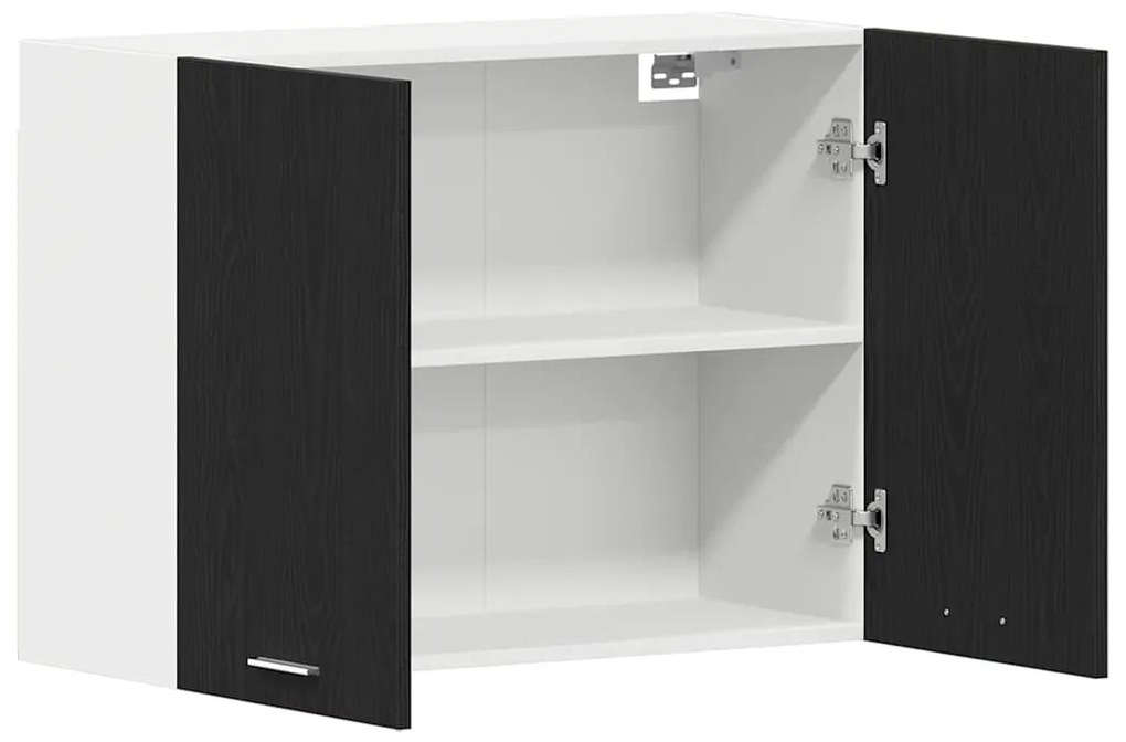 Armário Suspenso em Carvalho Preto da - 80x31x60 cm - Feito em Madeira