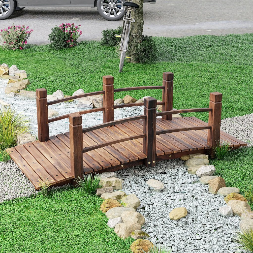 Ponte de Jardim de Madeira com Corrimão Ponte para Lago 181 kg Ponte D