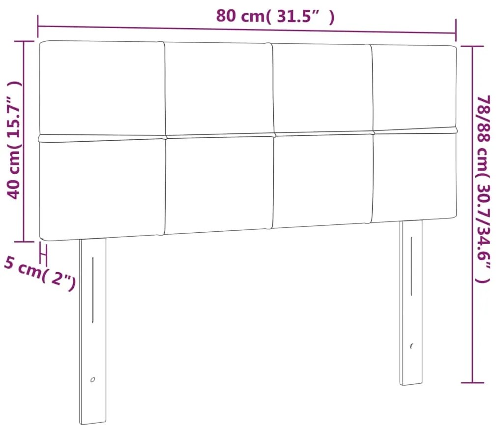 Cabeceira de cama c/ luzes LED tecido 80x5x78/88 cm preto