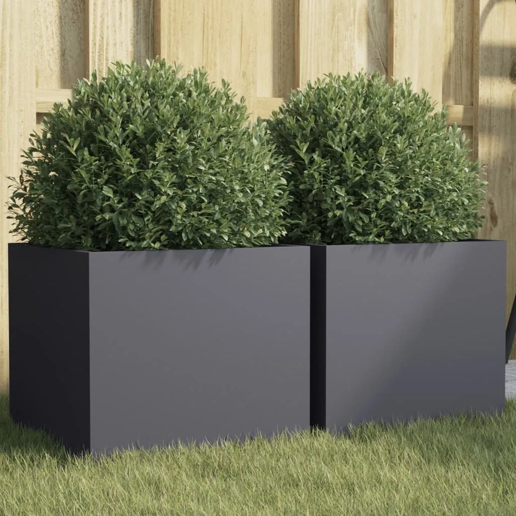 Vasos/floreiras 2 pcs 32x30x29 cm aço antracite