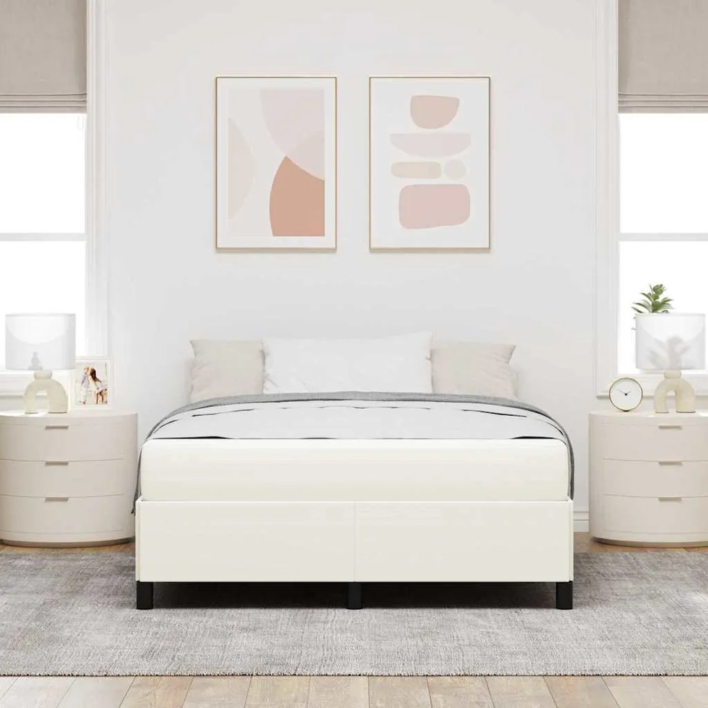 Estrutura da Cama Creme 140 x 200 cm Tecido de veludo côtelé