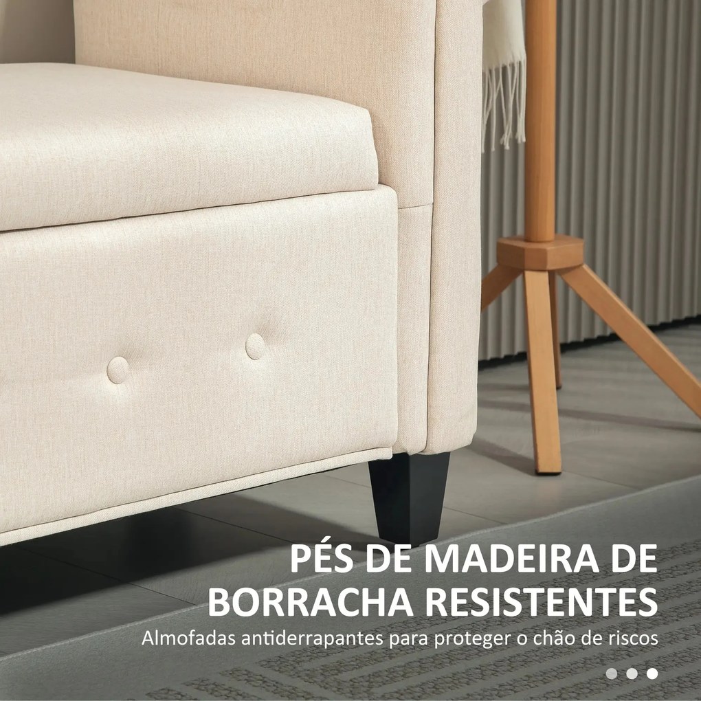 Banco com Arrumação – Bellagio – 146,5x49x74,5 cm – Bege – Tecido de L