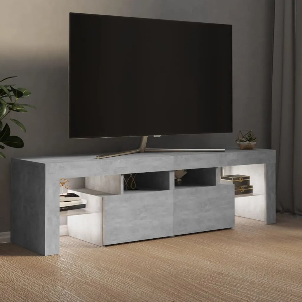 Móvel de TV com luzes LED 140x36,5x40 cm cinzento cimento