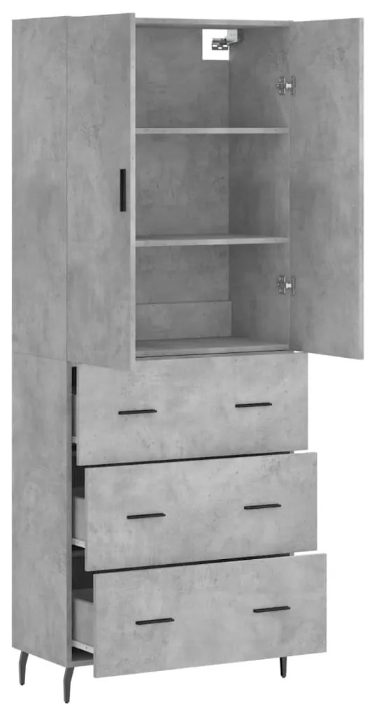 Armário alto 69,5x34x180 cm derivados de madeira cinza cimento