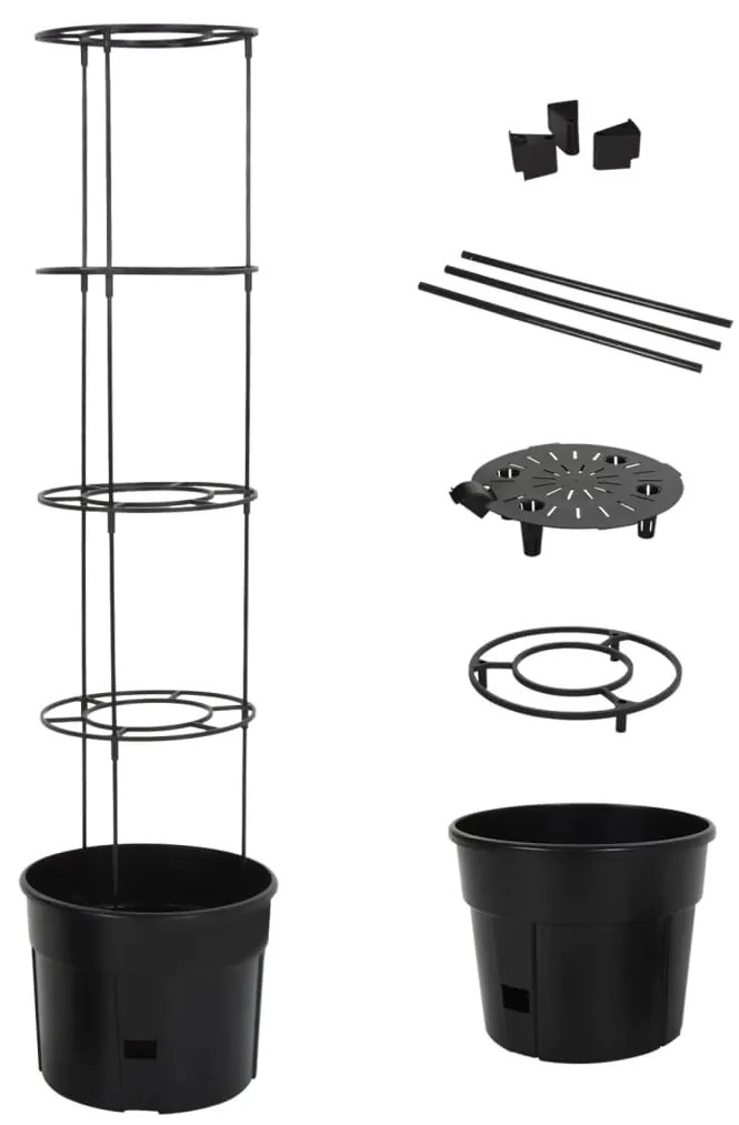 vidaXL Vaso p/ cultivo de tomate Ø39x150 cm polipropileno antracite