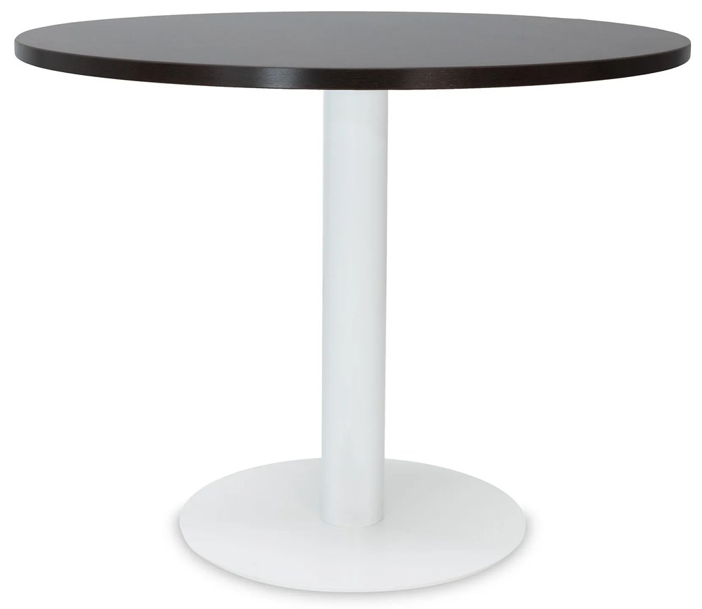 Mesa de Reunião Redonda 1200x750 mm – Tampo Wengue em Melamina, Estrutura Branco