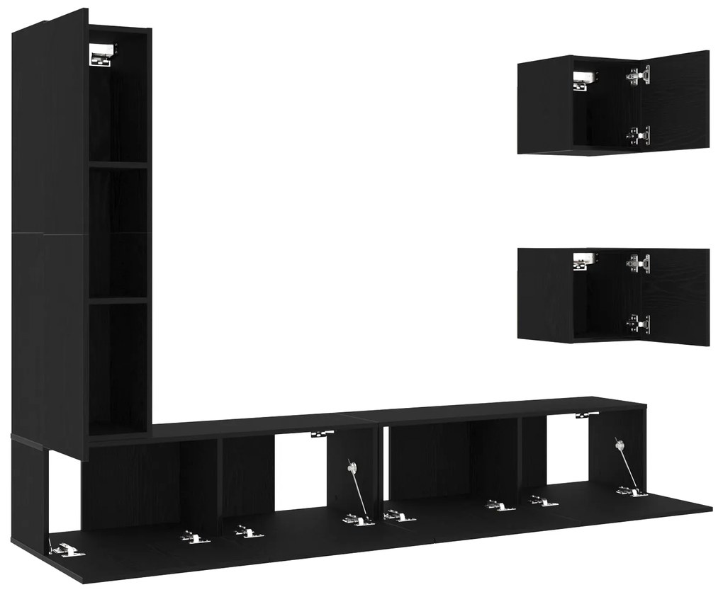 Conjunto de 6 Peças do Aparador de TV vidaXL Carvalho Preto Madeira En