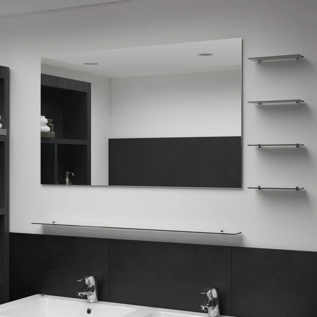 249446 vidaXL Espelho de parede com 5 prateleiras 100x60 cm prateado