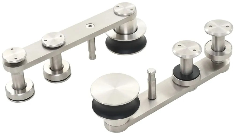 Kit ferragens p/ porta deslizante 183cm aço inoxidável prateado