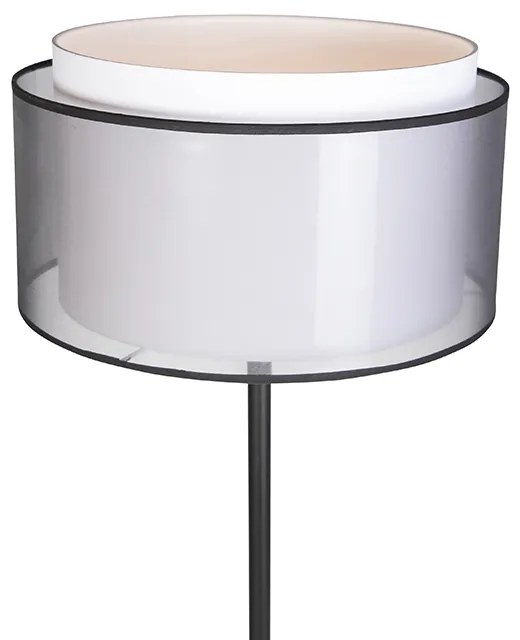Candeeiro de pé design preto com abajur preto e branco 47 cm - Simplo Moderno,Design