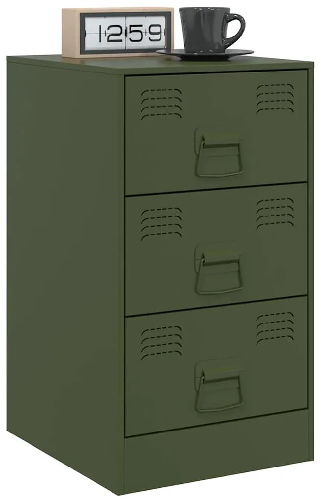 Mesas de cabeceira 2 pcs 34,5x39x62 cm aço verde azeitona