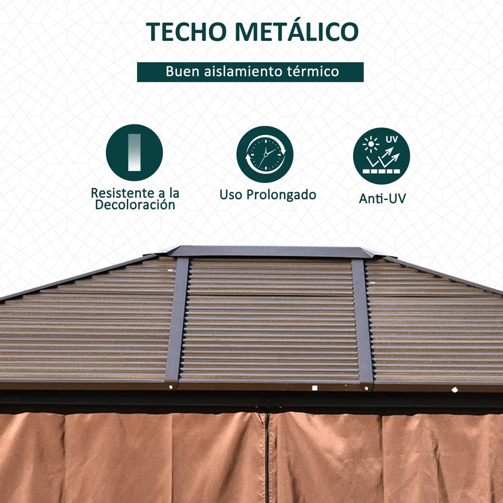 Pérgola para Jardim com Parede Lateral e Rede Mosquiteira 365x300x265