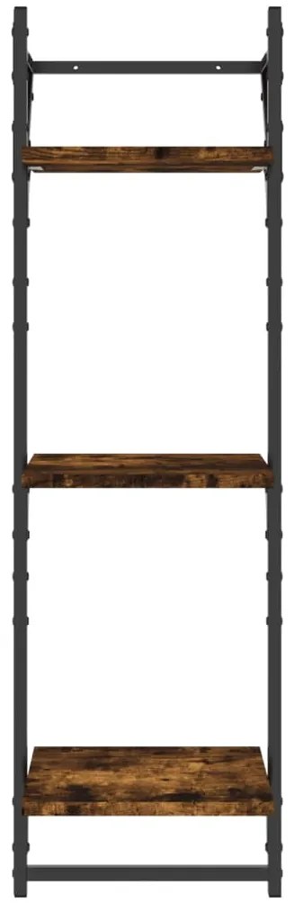 Estante 3 prateleiras + barras 2pcs 30x25x100cm carvalho fumado