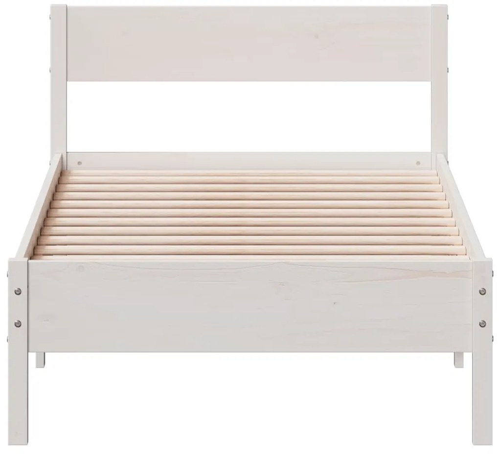 Cama sem colchão 90x200 cm madeira de pinho maciça branco
