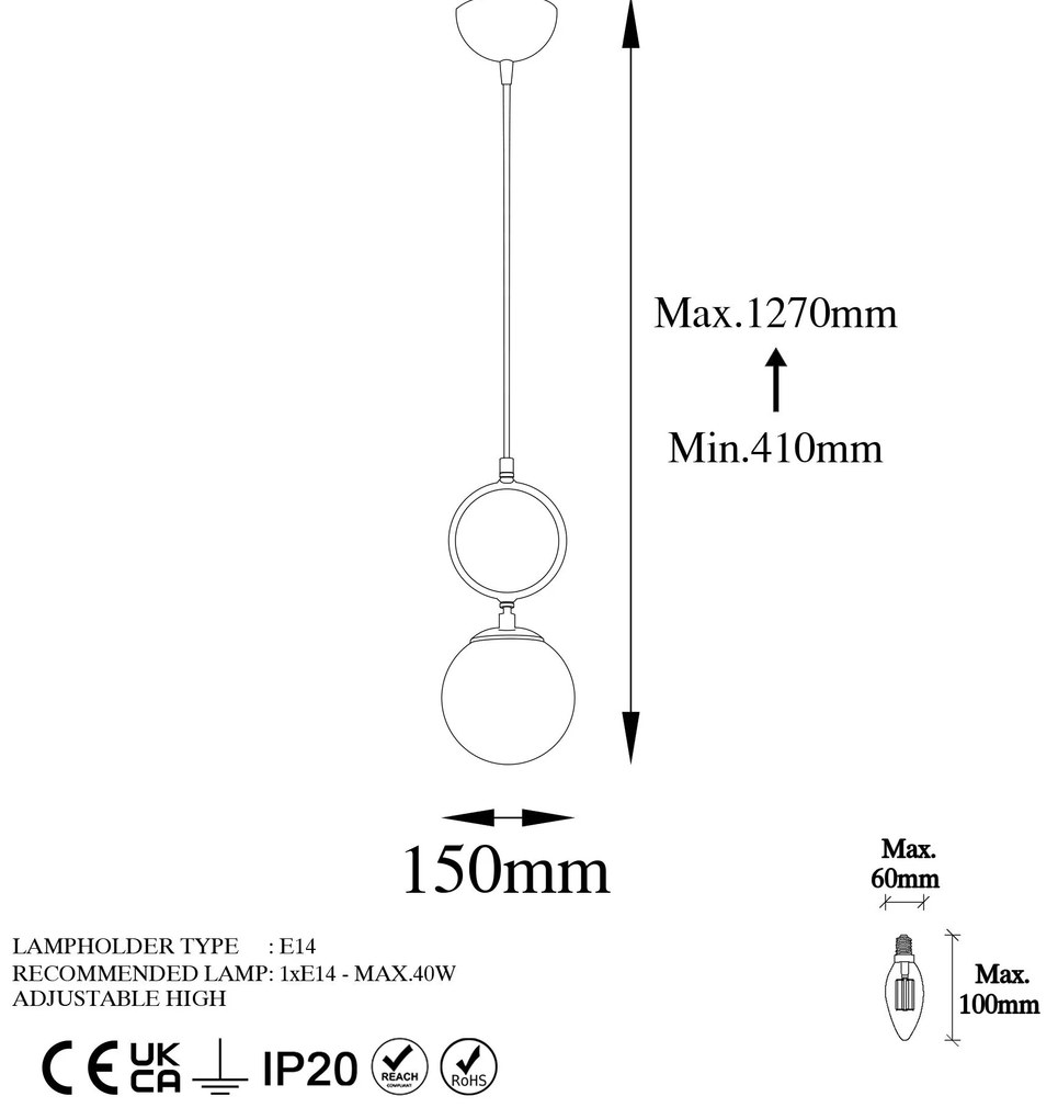 Candeeiro de Teto Ring – Branco – 15 cm
