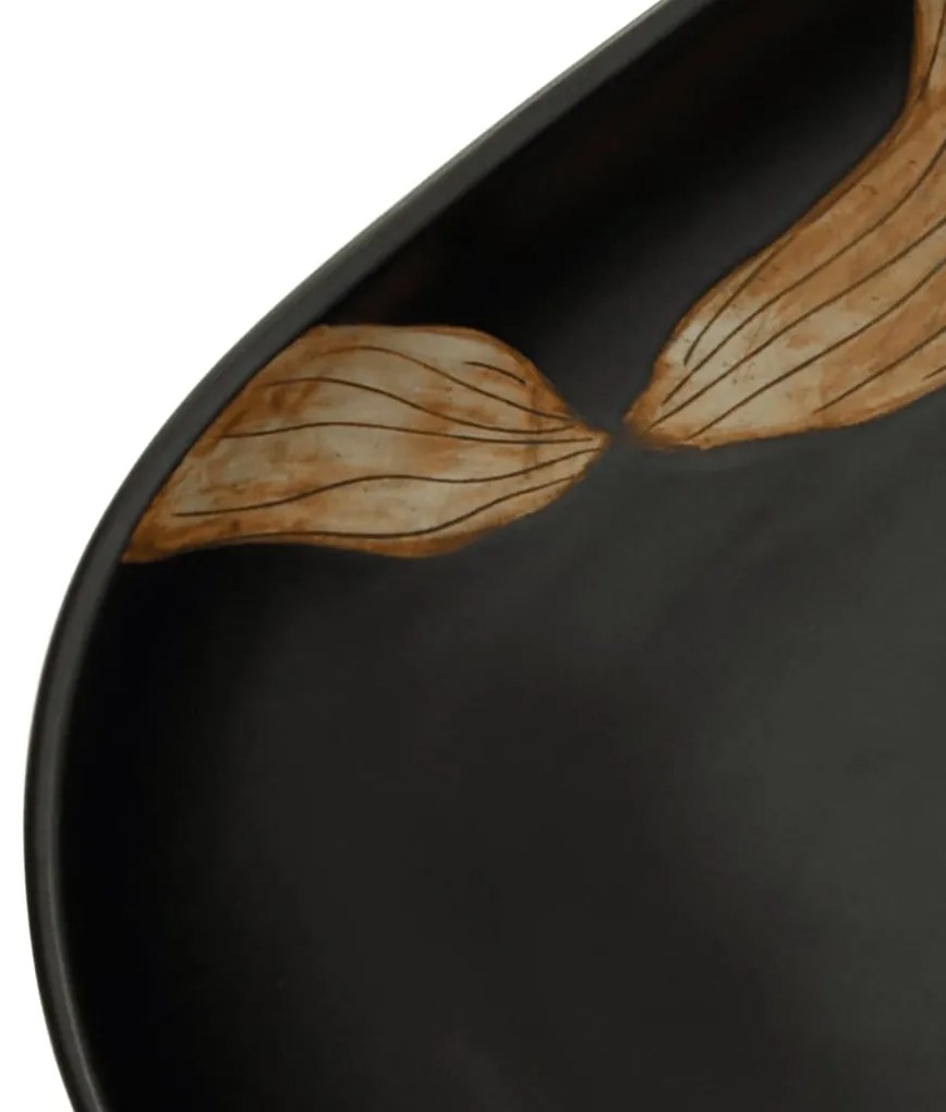 Lavatório de bancada oval 59x40x14 cm cerâmica preto