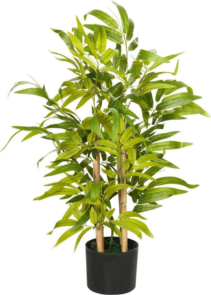 Bambu artificial, Plantas artificiais, altura 60 cm – tronco, ramos, líquen, folhas, muito realista e vaso incluído