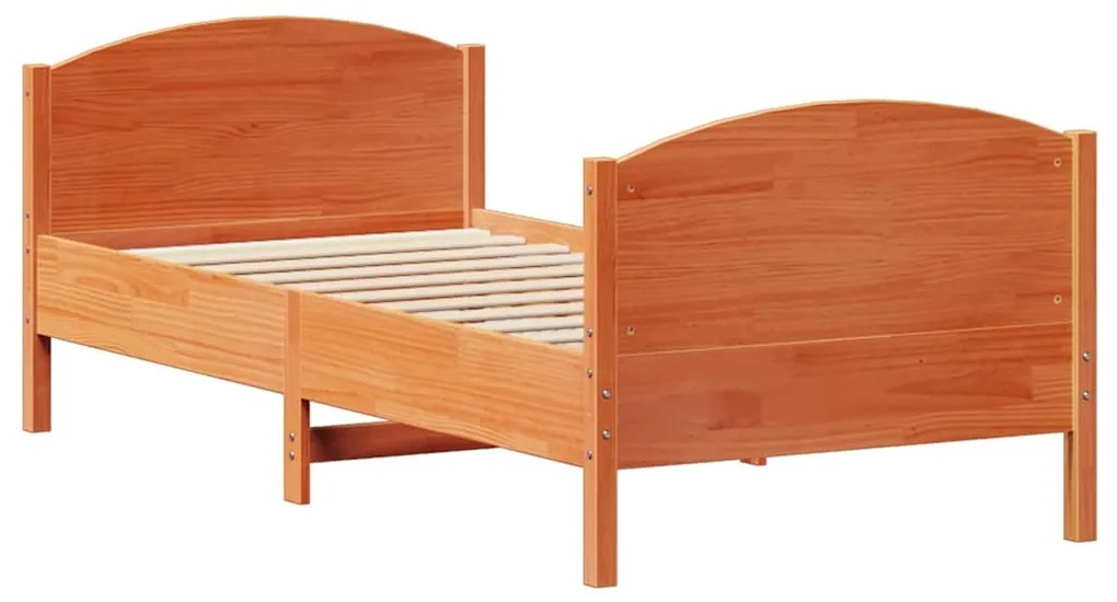 Cama sem colchão 75x190 cm madeira de pinho maciça castanho-mel