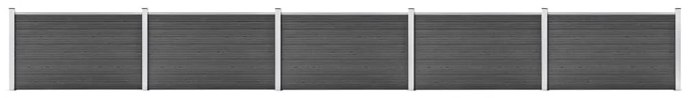 vidaXL Conjunto de painéis de vedação WPC 872x105 cm preto