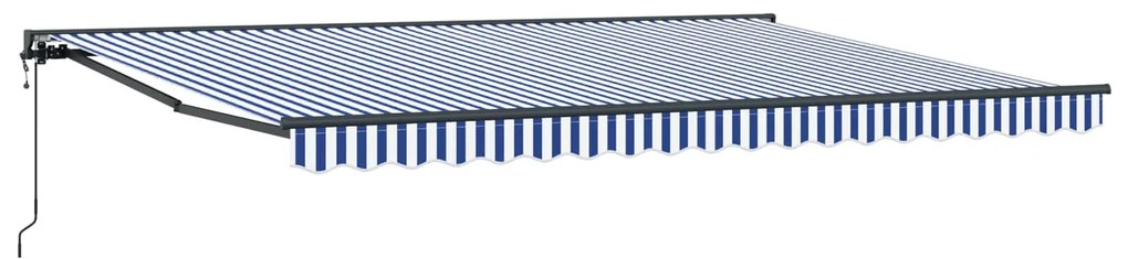 vidaXL Toldo Retrátil Azul e Branco 450 × 300 cm Poliéster e Metal