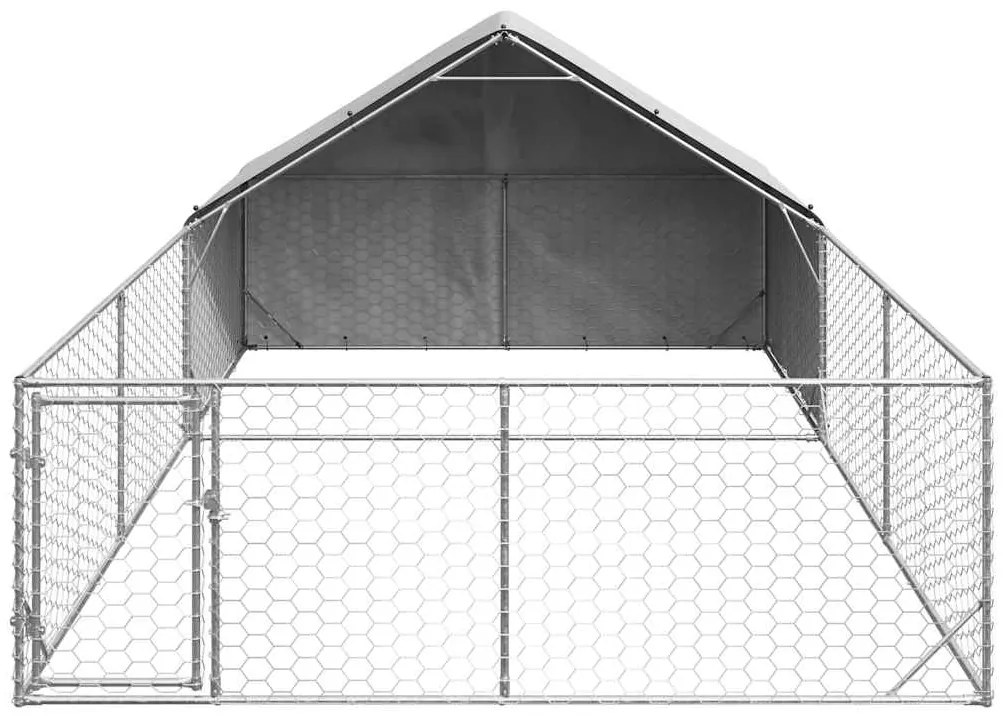 Canil exterior para cães com corredor 6x3x1,9 m aço galvanizado