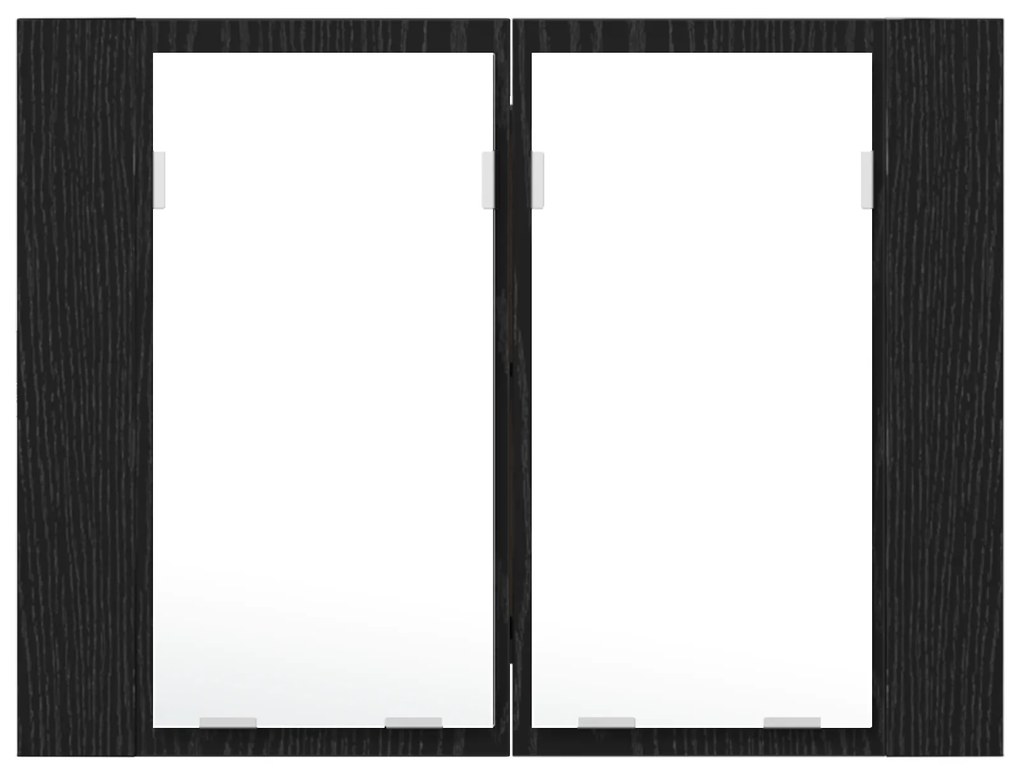 Armário de Espelho LED para Casa de Banho vidaXL Preto Carvalho 60x12x