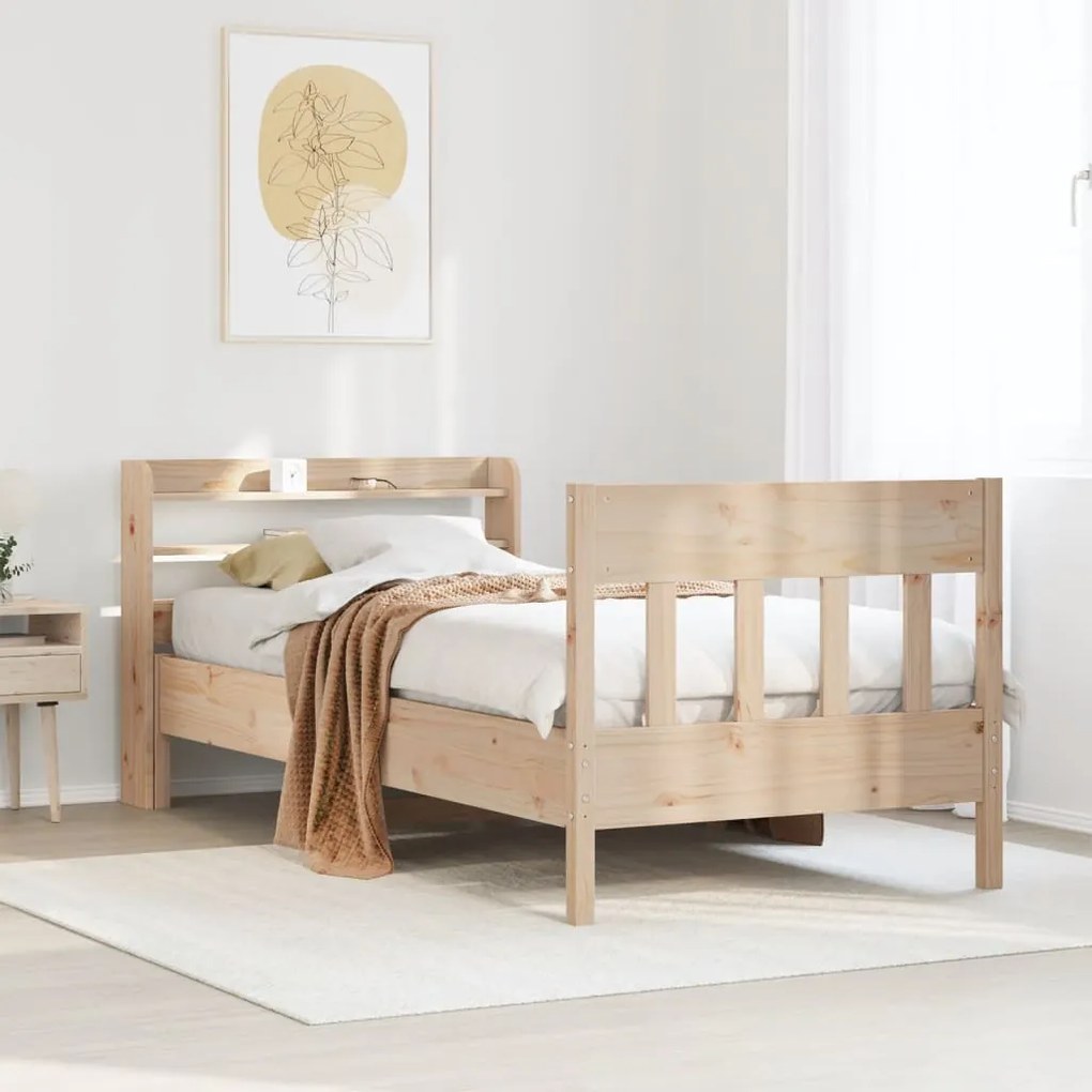 vidaXL Cama sem colchão 100x200 cm madeira de pinho maciça