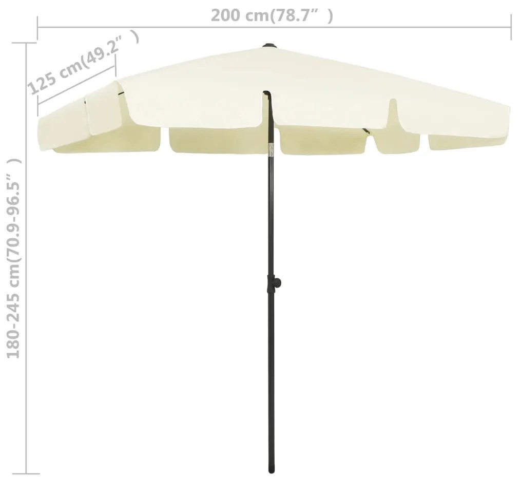 Guarda-sol de praia 200x125 cm amarelo areia