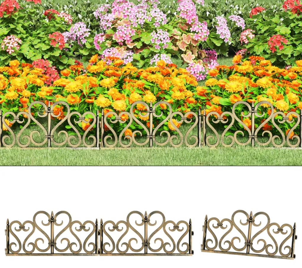 Bordas de relvado 17 pcs 10 m PP dourado