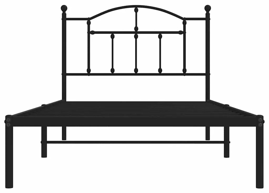 Estrutura de cama com cabeceira 100x190 cm metal preto