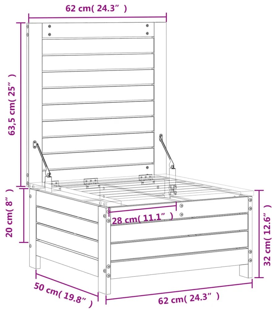 Apoio pés para jardim 62x63,5x32 cm pinho maciço branco