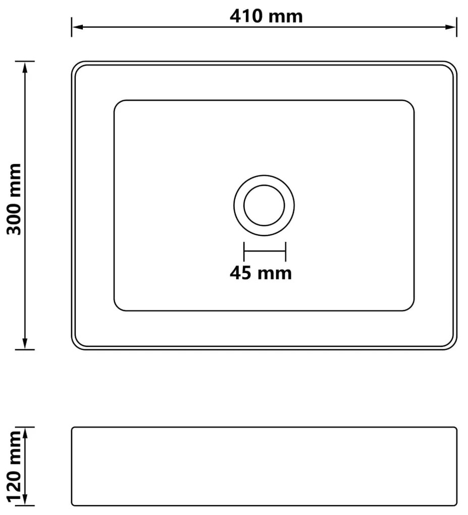 Lavatório luxuoso 41x30x12 cm cerâmica branco mate