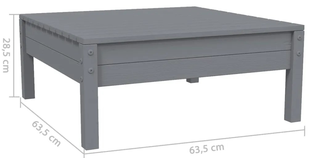 3 pcs conj. lounge de jardim c/ almofadões pinho maciço cinza