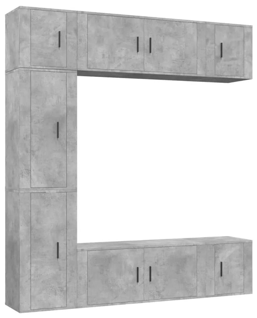 Conjunto móveis de TV 7 pcs madeira processada cinzento cimento