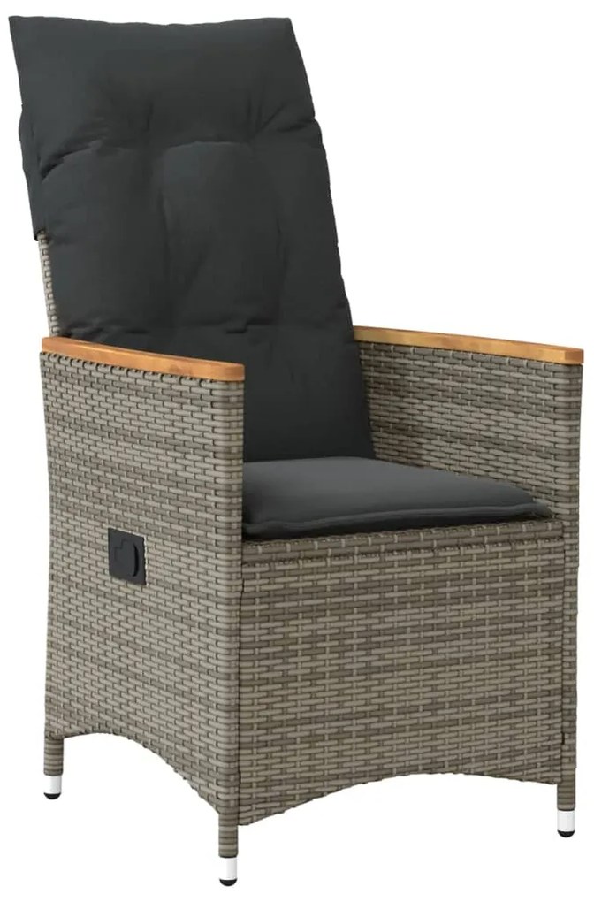 9 pcs conjunto de jantar p/ jardim c/ almofadões vime PE cinza