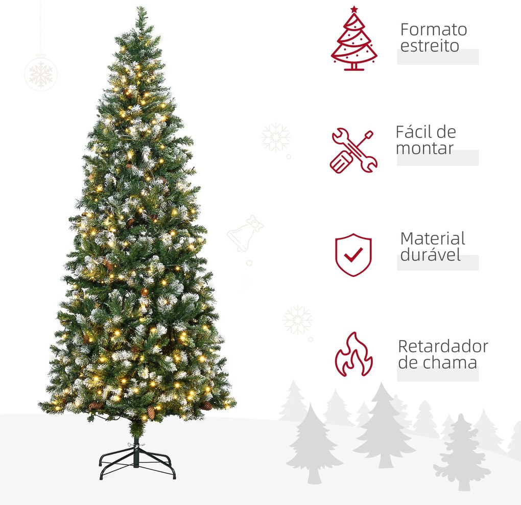 Árvore de Natal Artificial com Luzes LED Altura 230 cm Árvore de Natal