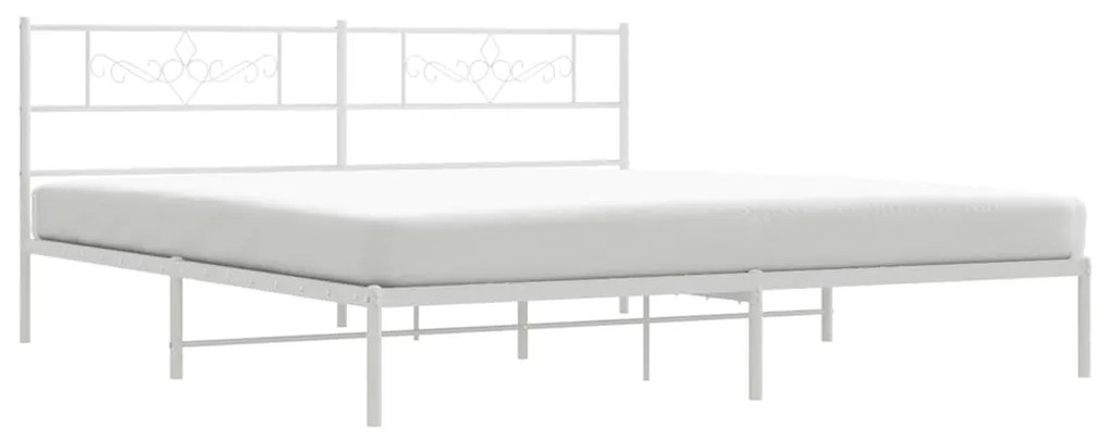 Estrutura de cama com cabeceira 193x203 cm metal branco