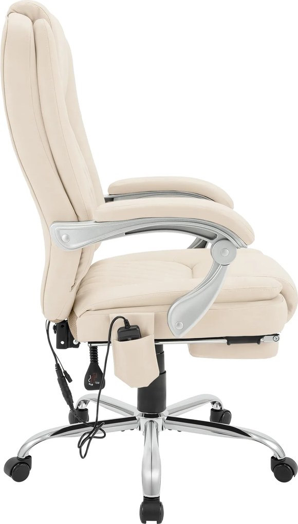 Cadeira de escritório Rubia com função de massagem em couro sintético creme