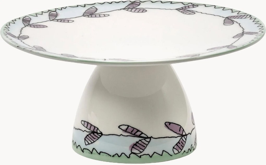 Prato para bolo em porcelana Fine Bone China Midnight Flowers