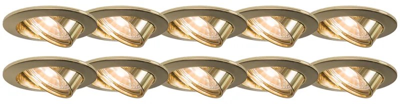 Conjunto de 10 focos embutidos inclináveis dourados - Edu