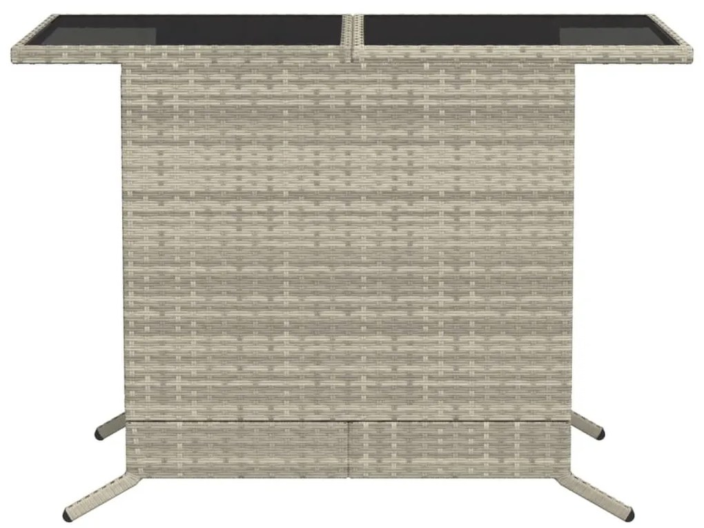 3 pcs conjunto bistrô com almofadões vime PE cinzento claro
