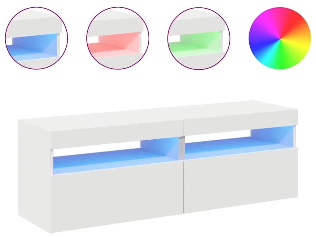 Móveis de TV com luzes LED 2 pcs 60x35x40 cm branco