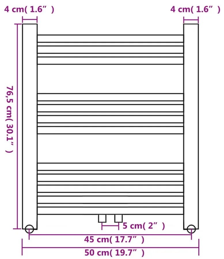 Aquecedor toalhas casa de banho liso 500 x 764 mm
