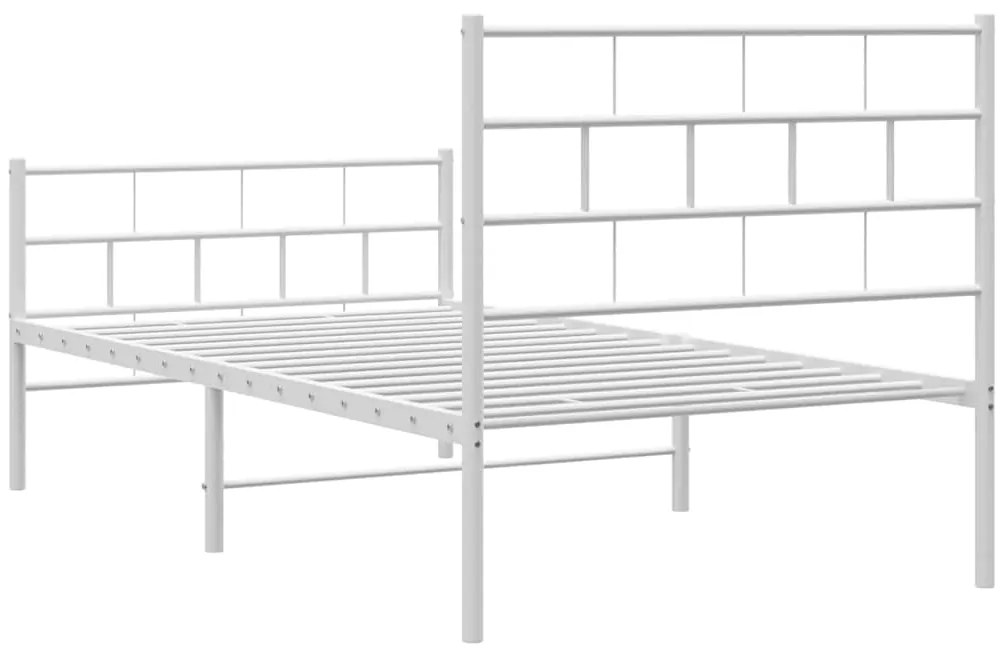 Estrutura de cama com cabeceira e pés 100x190 cm metal branco