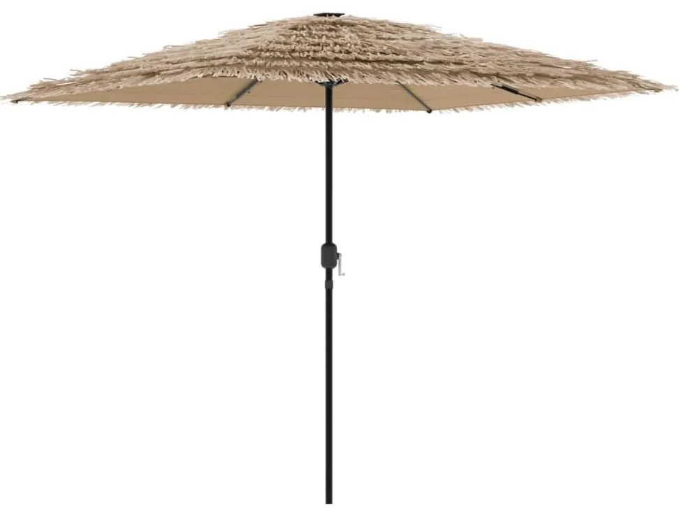 Guarda-sol c/ luzes LED e poste de aço 248x248x248 cm castanho